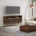 Meuble TV pour téléviseurs jusqu'à 60 po, en bois d'acacia vieilli rustique naturel, gestion des câbles, étagères réglables