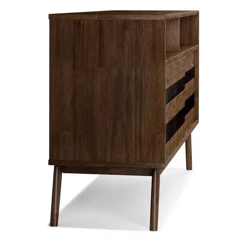 Meuble TV pour téléviseurs jusqu'à 60 po, en bois d'acacia vieilli rustique naturel, gestion des câbles, étagères réglables