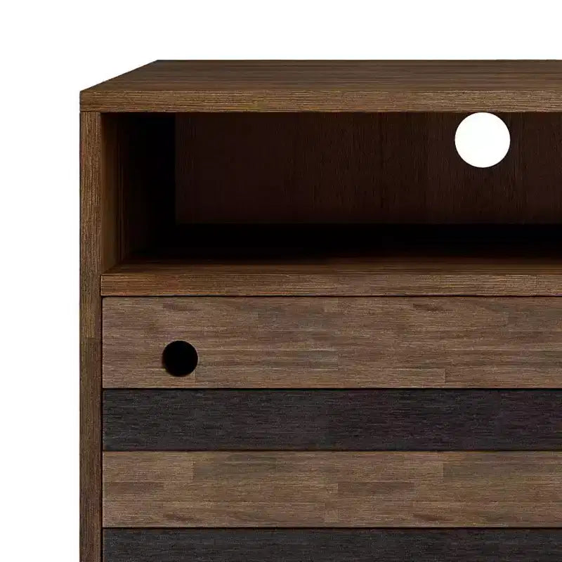 Meuble TV pour téléviseurs jusqu'à 60 po, en bois d'acacia vieilli rustique naturel, gestion des câbles, étagères réglables