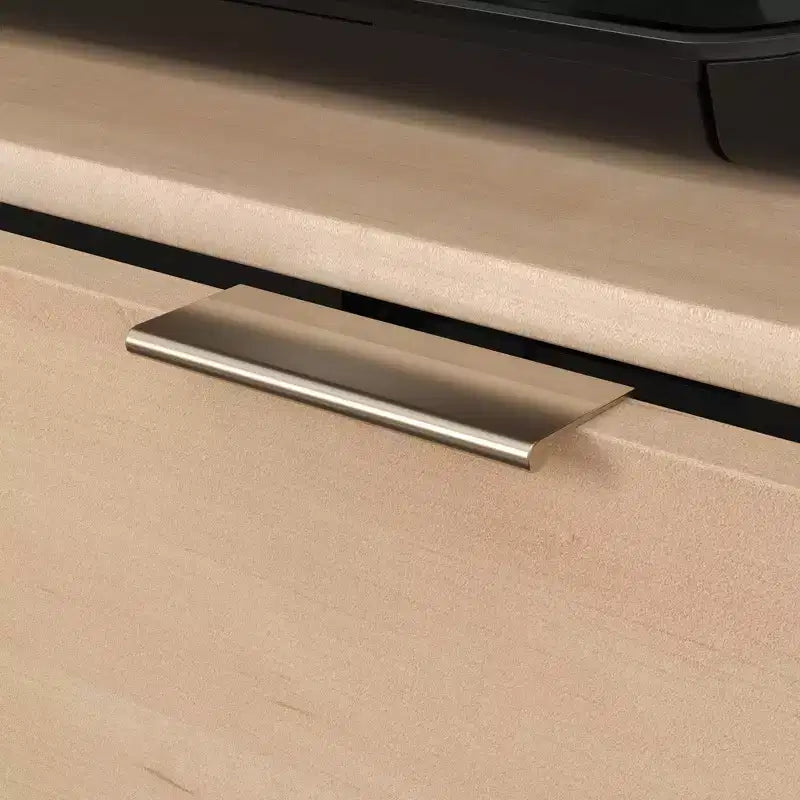 Meuble TV/multimédia de bureau en érable naturel avec étagère réglable et rangement pour dossiers