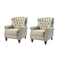 Ensemble de 2 fauteuils inclinables en bois et cuir véritable avec clous décoratifs pour salon et chambre
