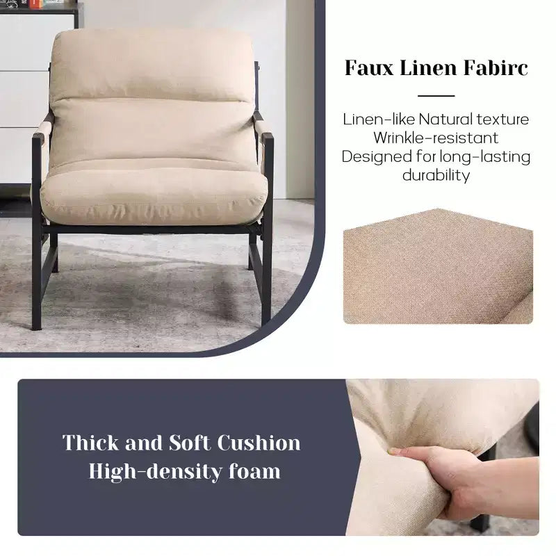 Fauteuil d'appoint rembourré Sling avec cadre en métal de style moderne