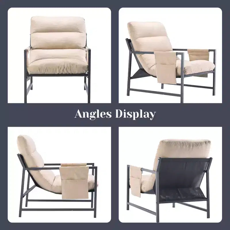 Fauteuil d'appoint rembourré Sling avec cadre en métal de style moderne