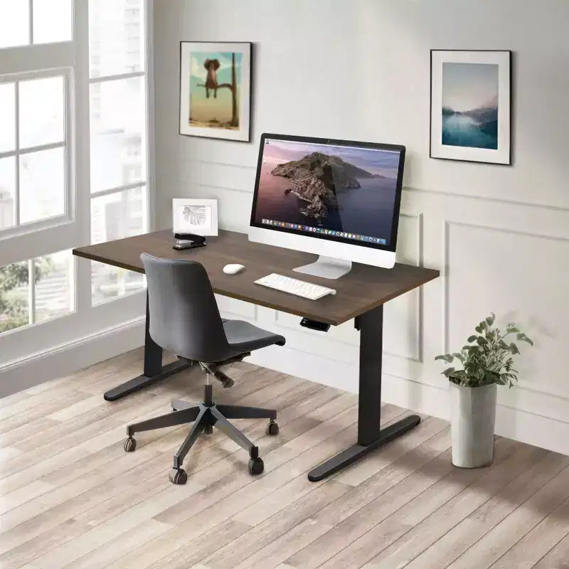 Bureau assis-debout électrique avec plateau – Noir/Adrift