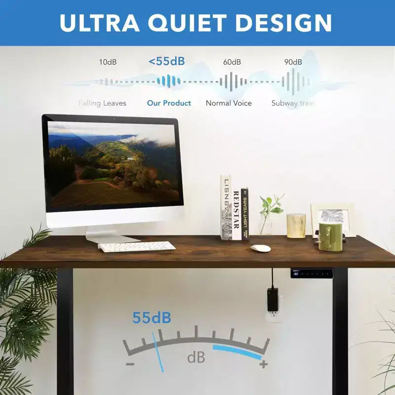 Bureau électrique assis-debout avec plateau – Noir/Chêne